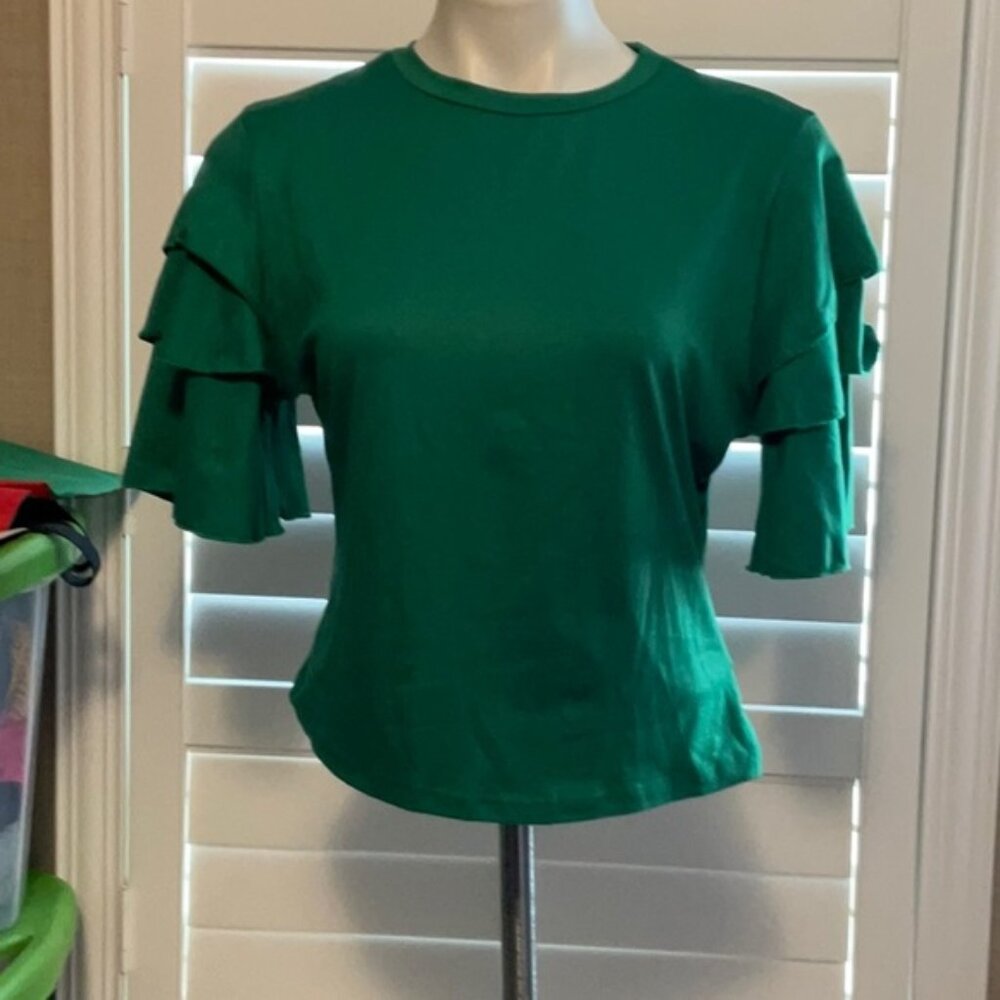 Green Ruffle Sleeve Top